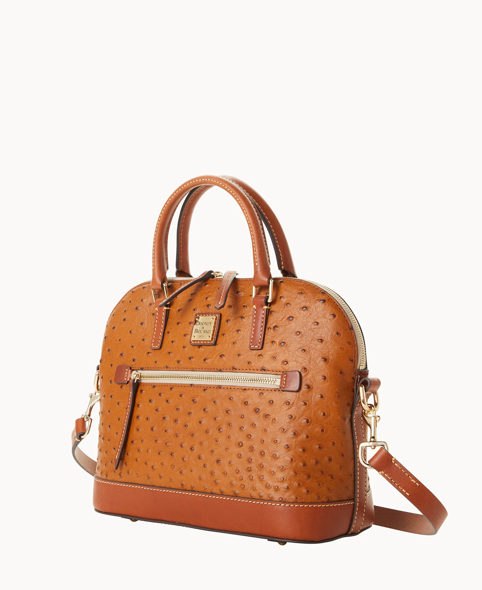 Ostrich Domed Zip Satchel - Image 10