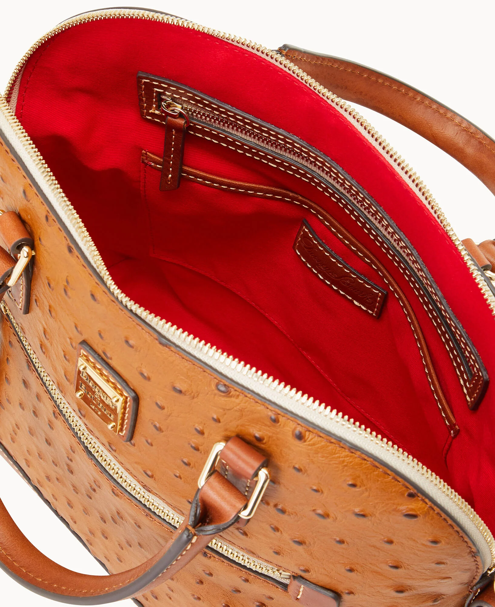 Ostrich Domed Zip Satchel - Image 11