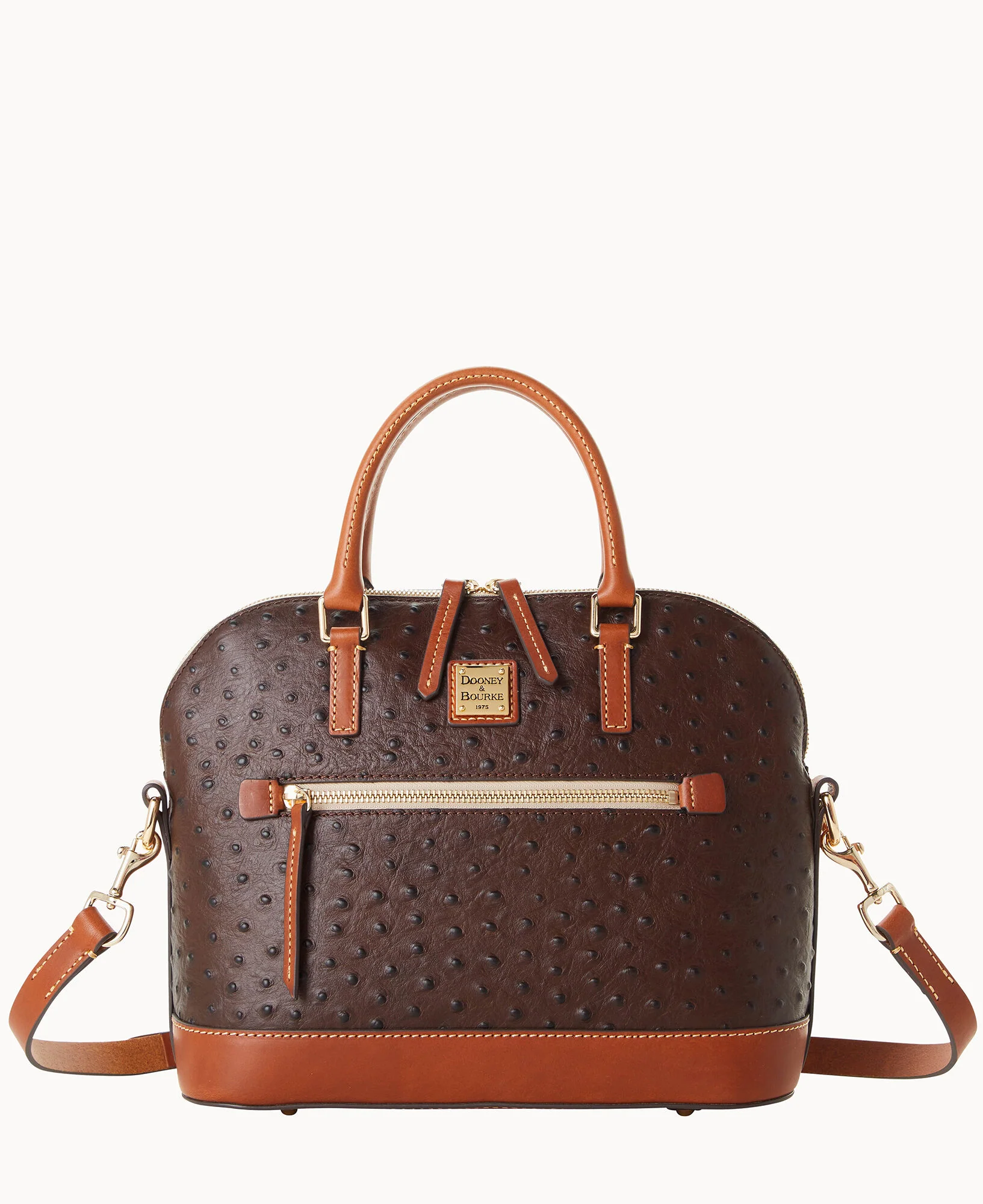 Ostrich Domed Zip Satchel - Image 13