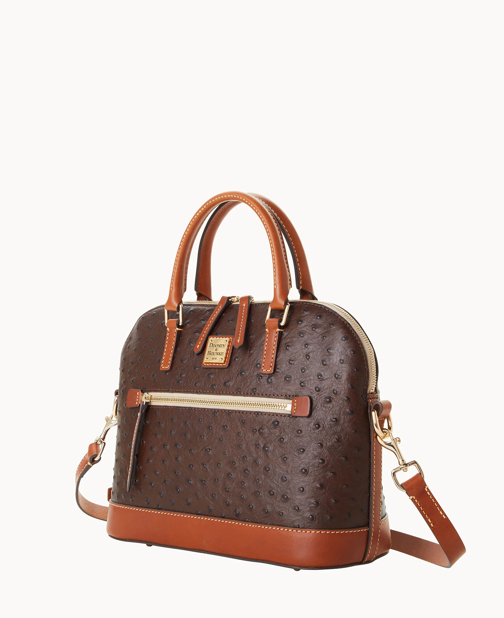Ostrich Domed Zip Satchel - Image 14