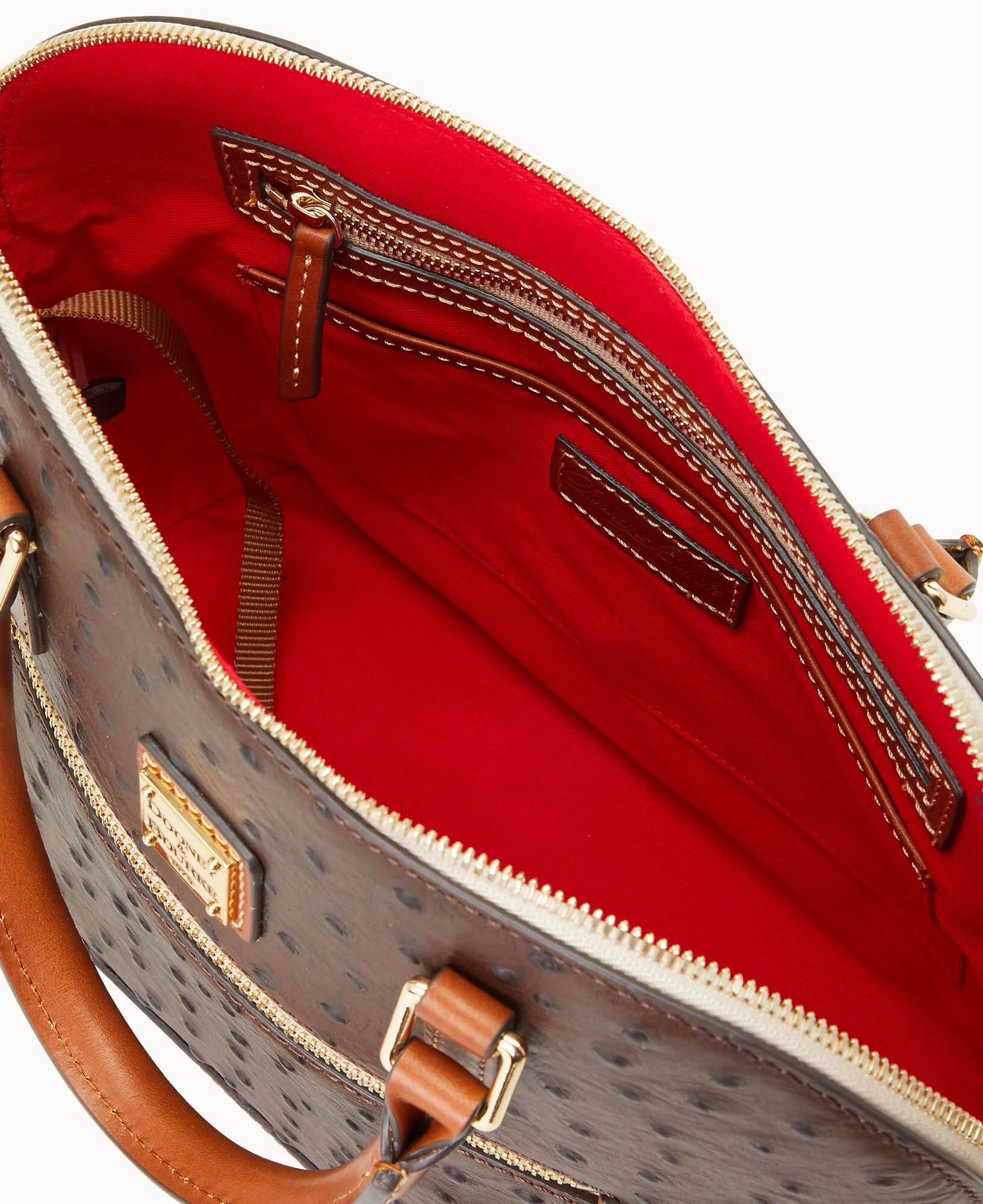 Ostrich Domed Zip Satchel - Image 15