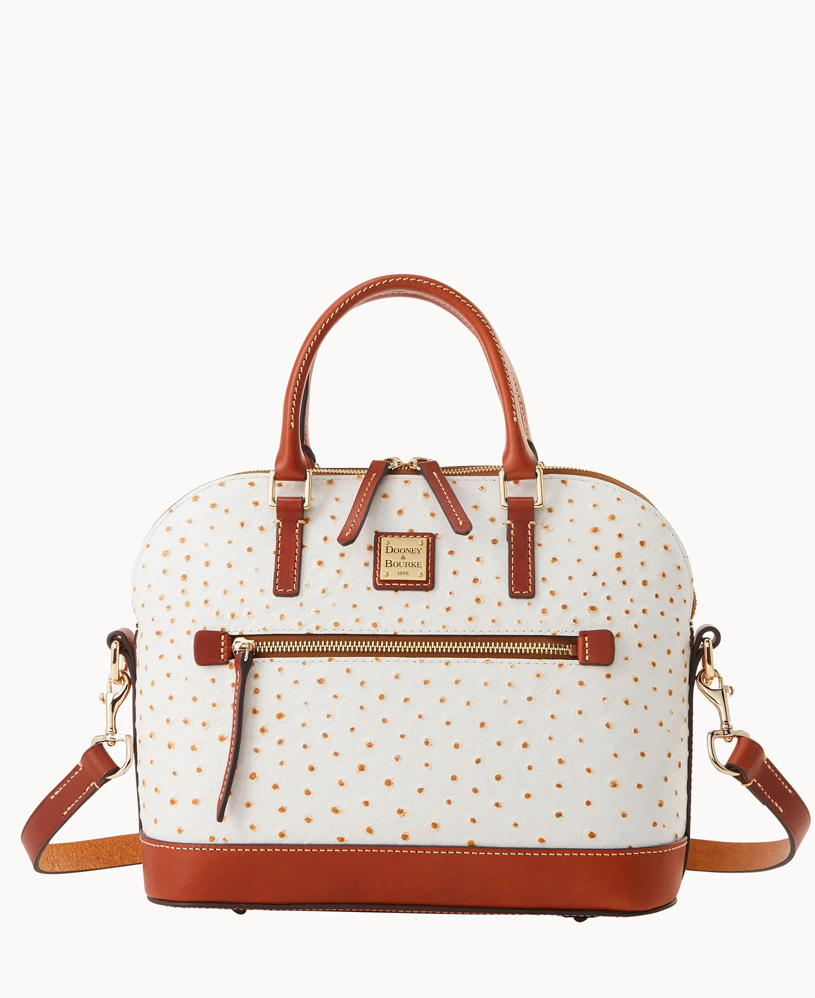Ostrich Domed Zip Satchel - Image 17
