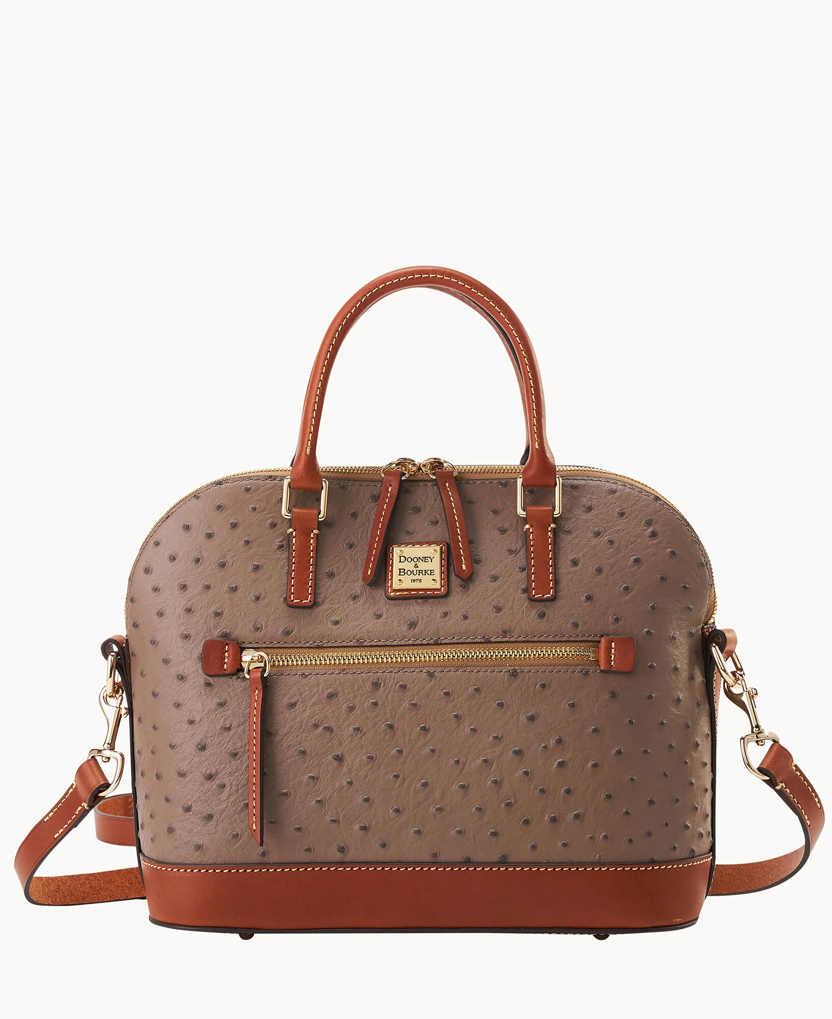 Ostrich Domed Zip Satchel - Image 25