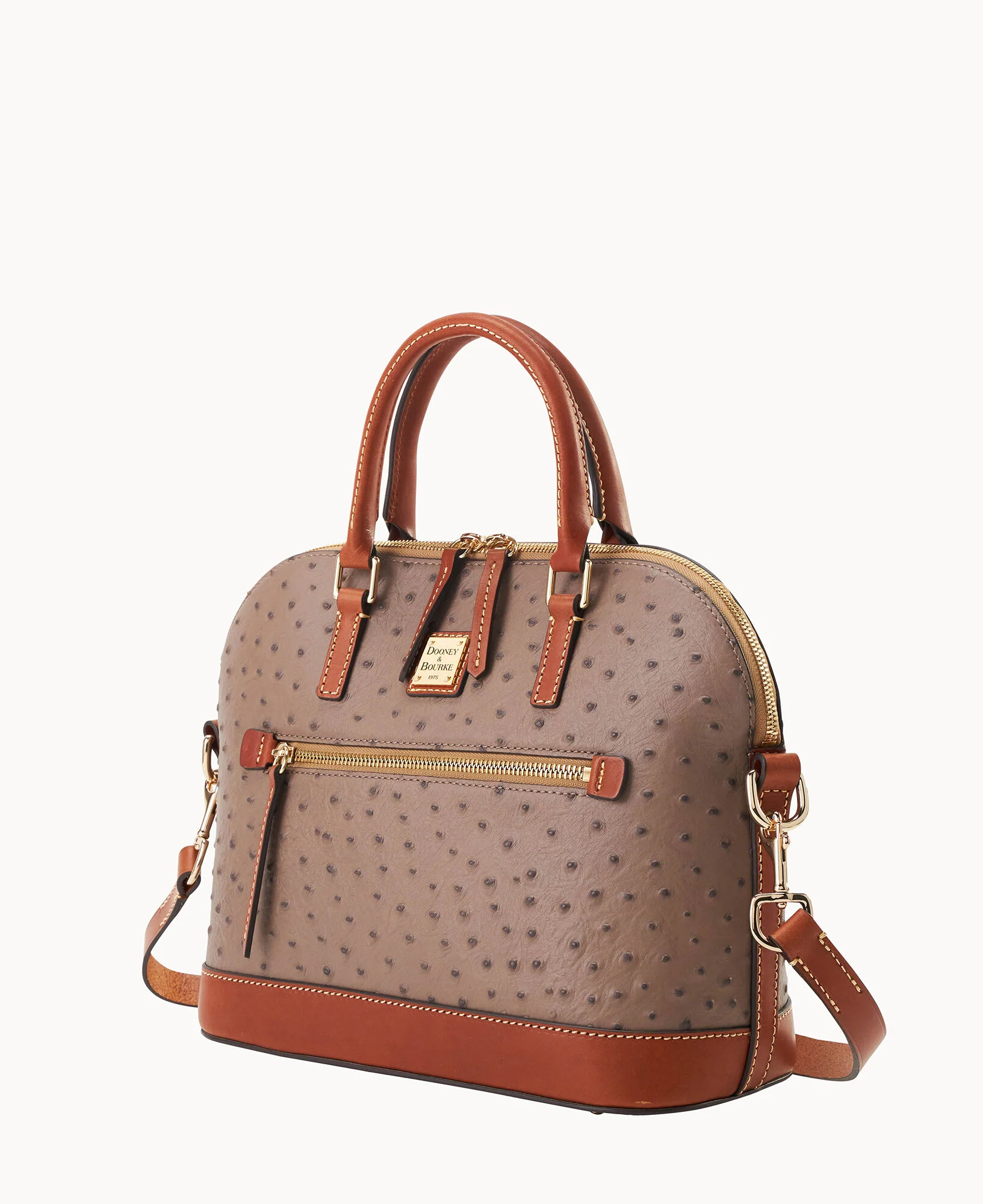 Ostrich Domed Zip Satchel - Image 26