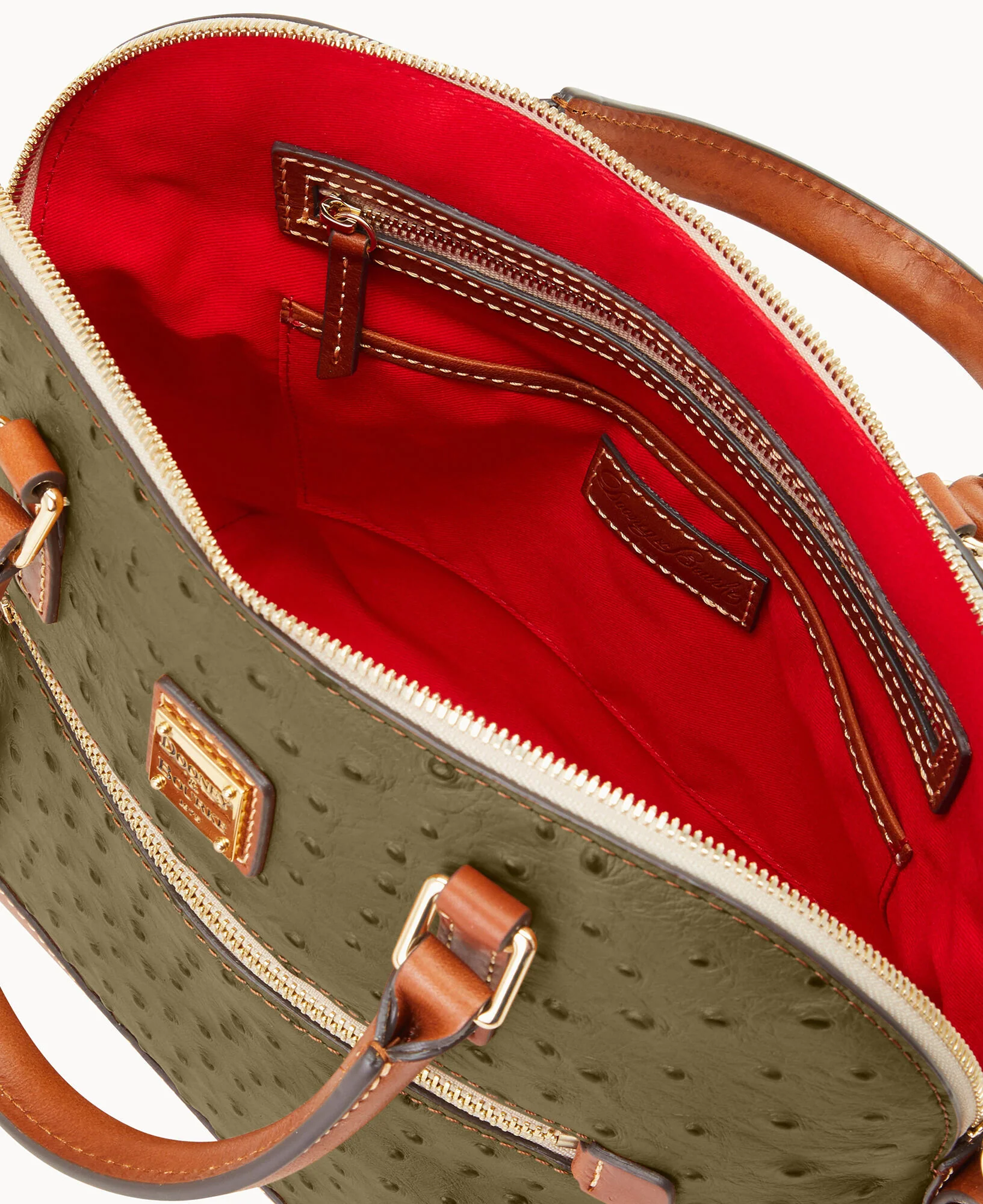 Ostrich Domed Zip Satchel - Image 3
