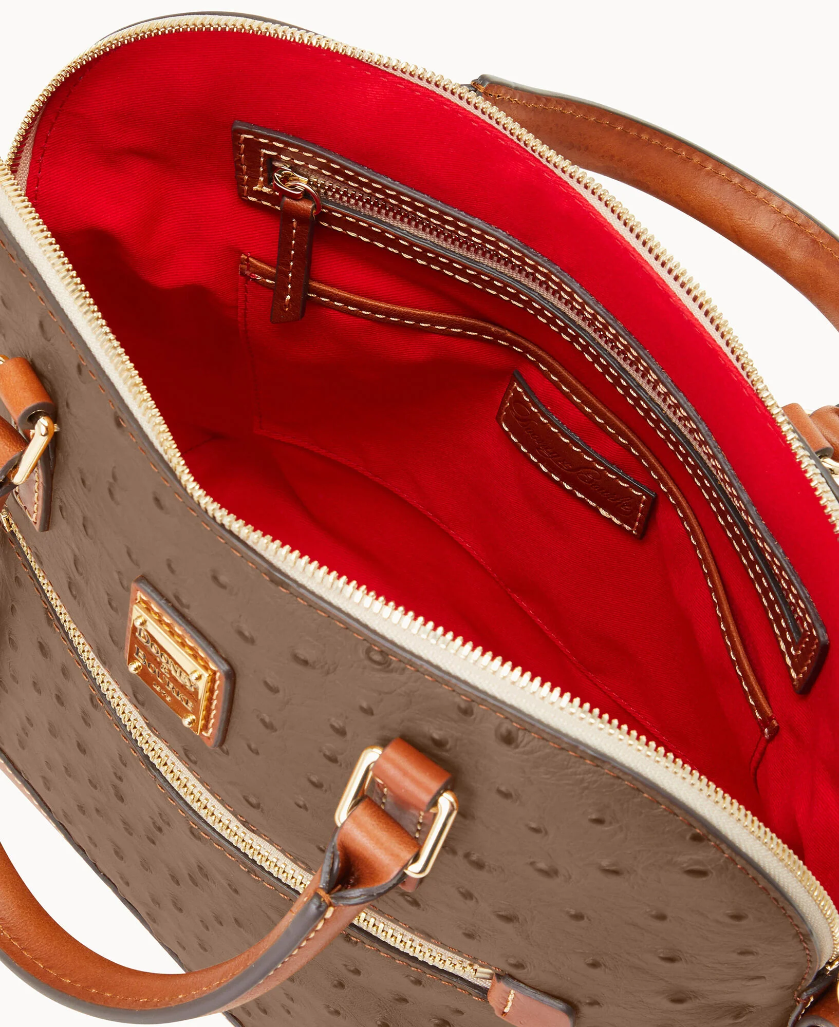 Ostrich Domed Zip Satchel - Image 7