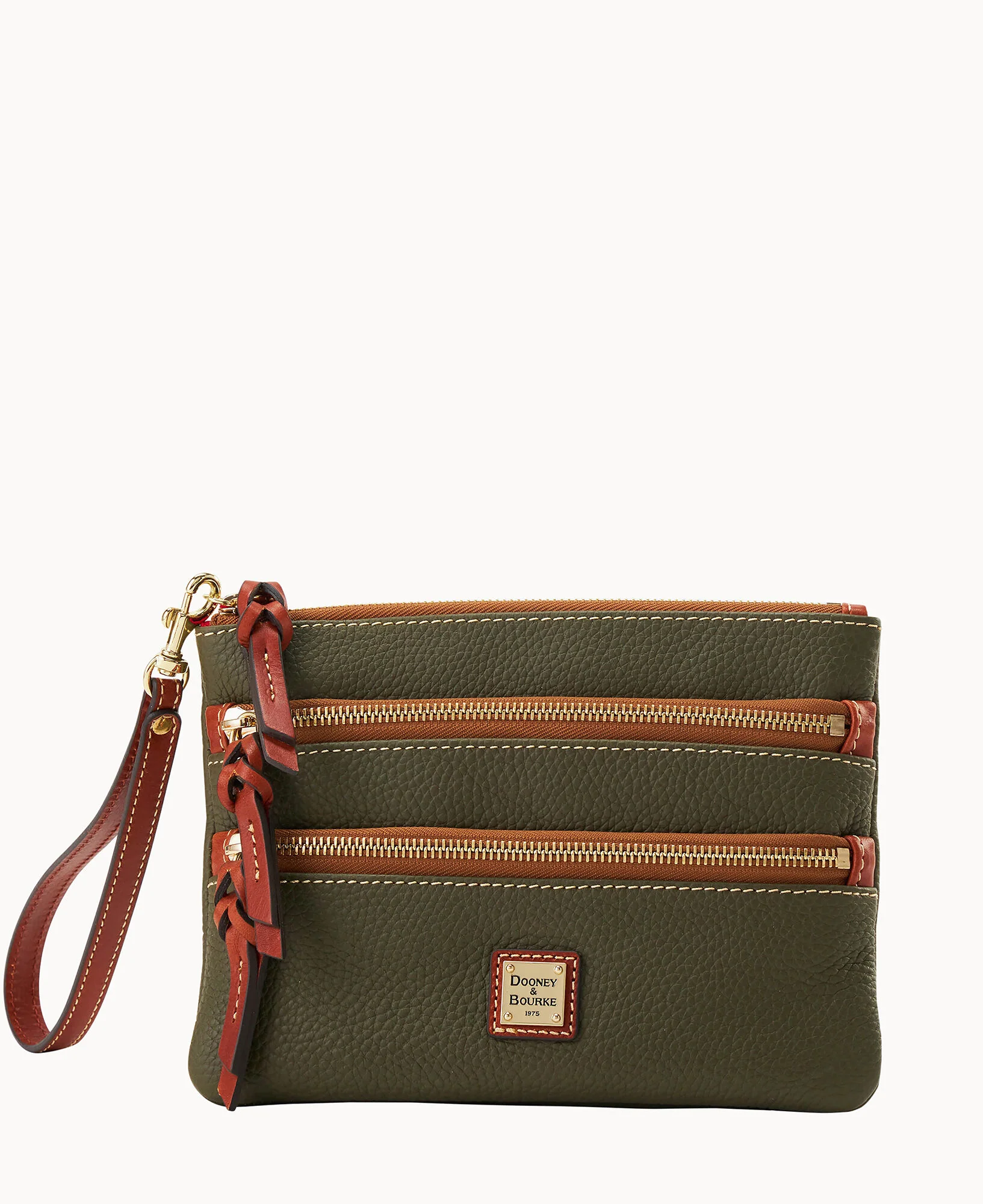 Pebble Grain Large Triple Zip Wristlet - Image 16