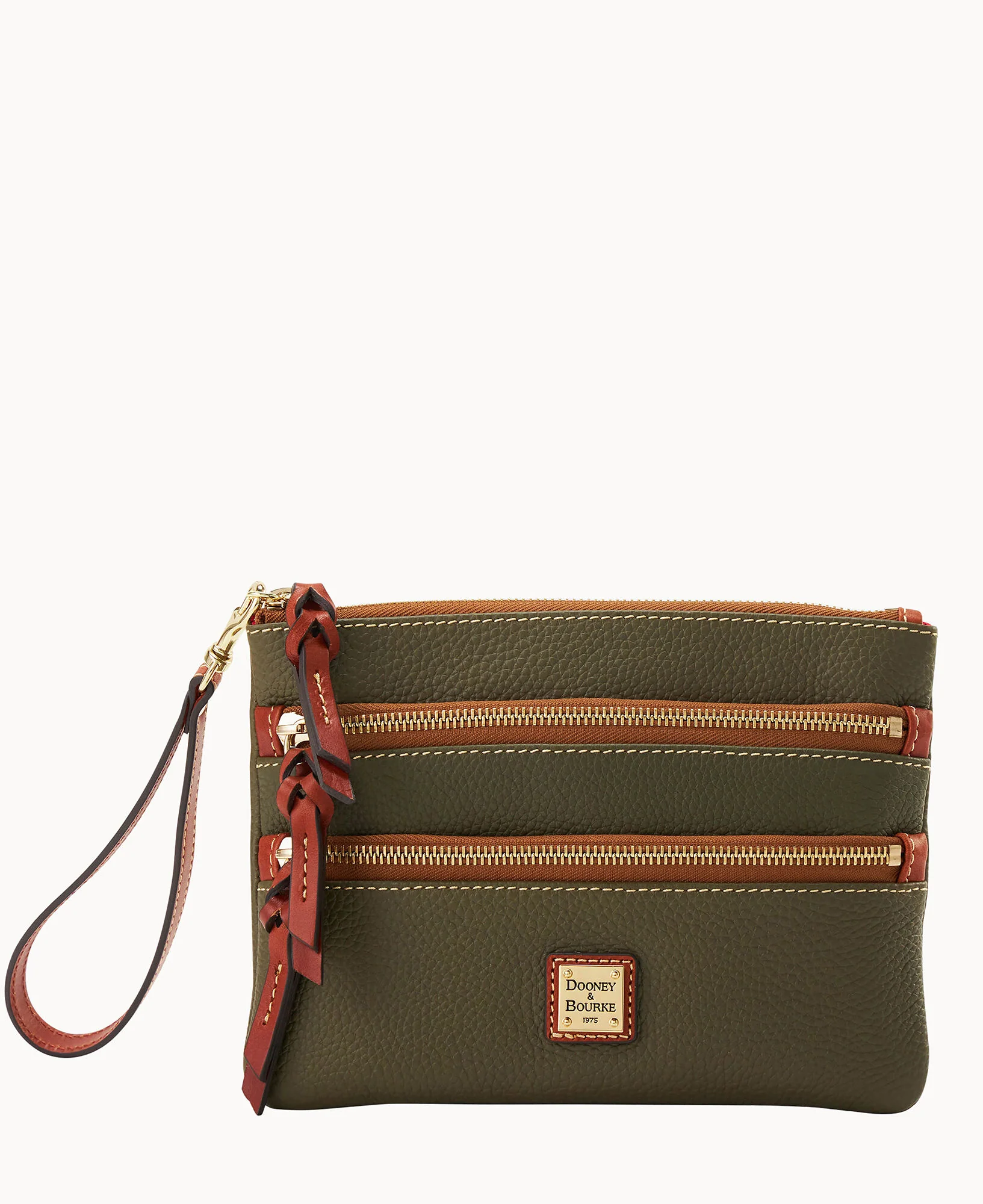 Pebble Grain Large Triple Zip Wristlet - Image 19