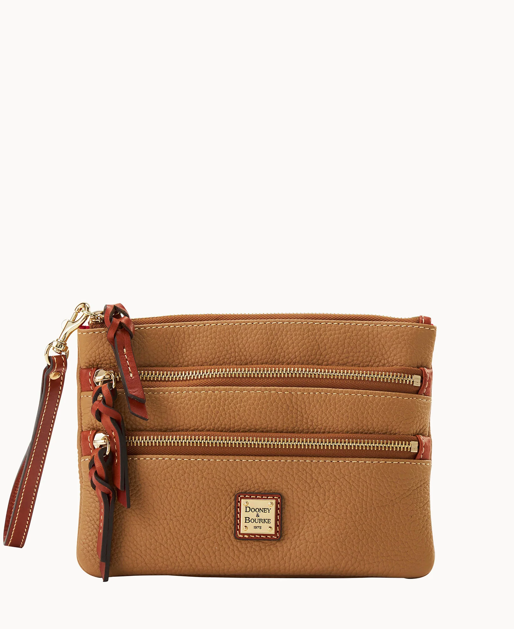 Pebble Grain Large Triple Zip Wristlet - Image 25