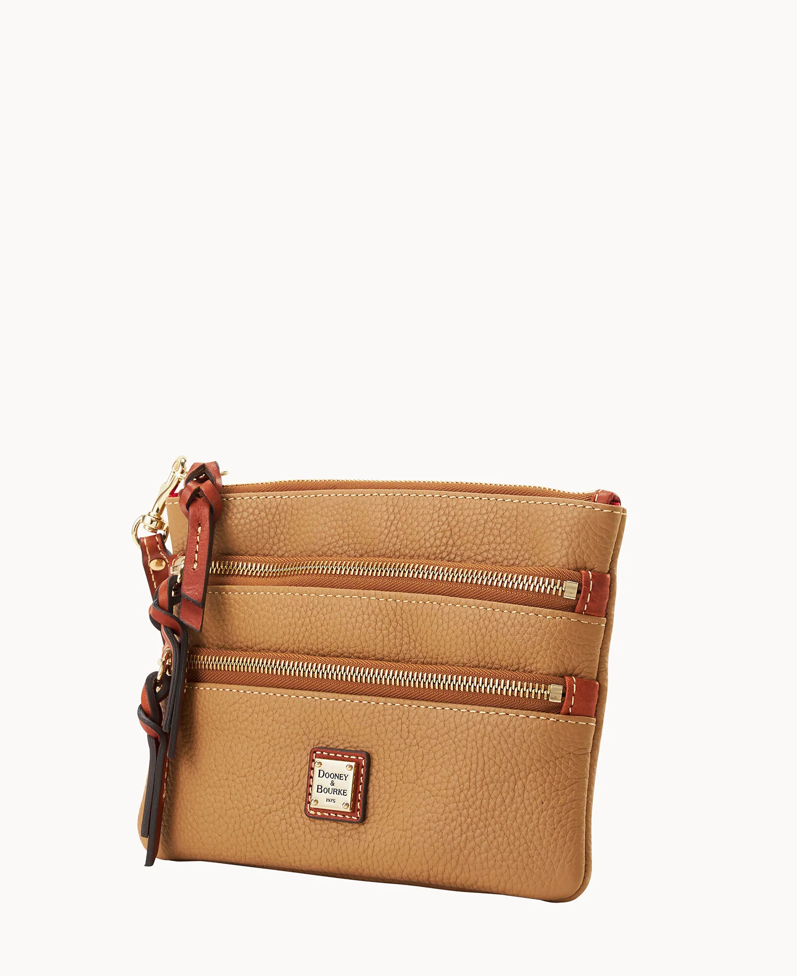 Pebble Grain Large Triple Zip Wristlet - Image 26