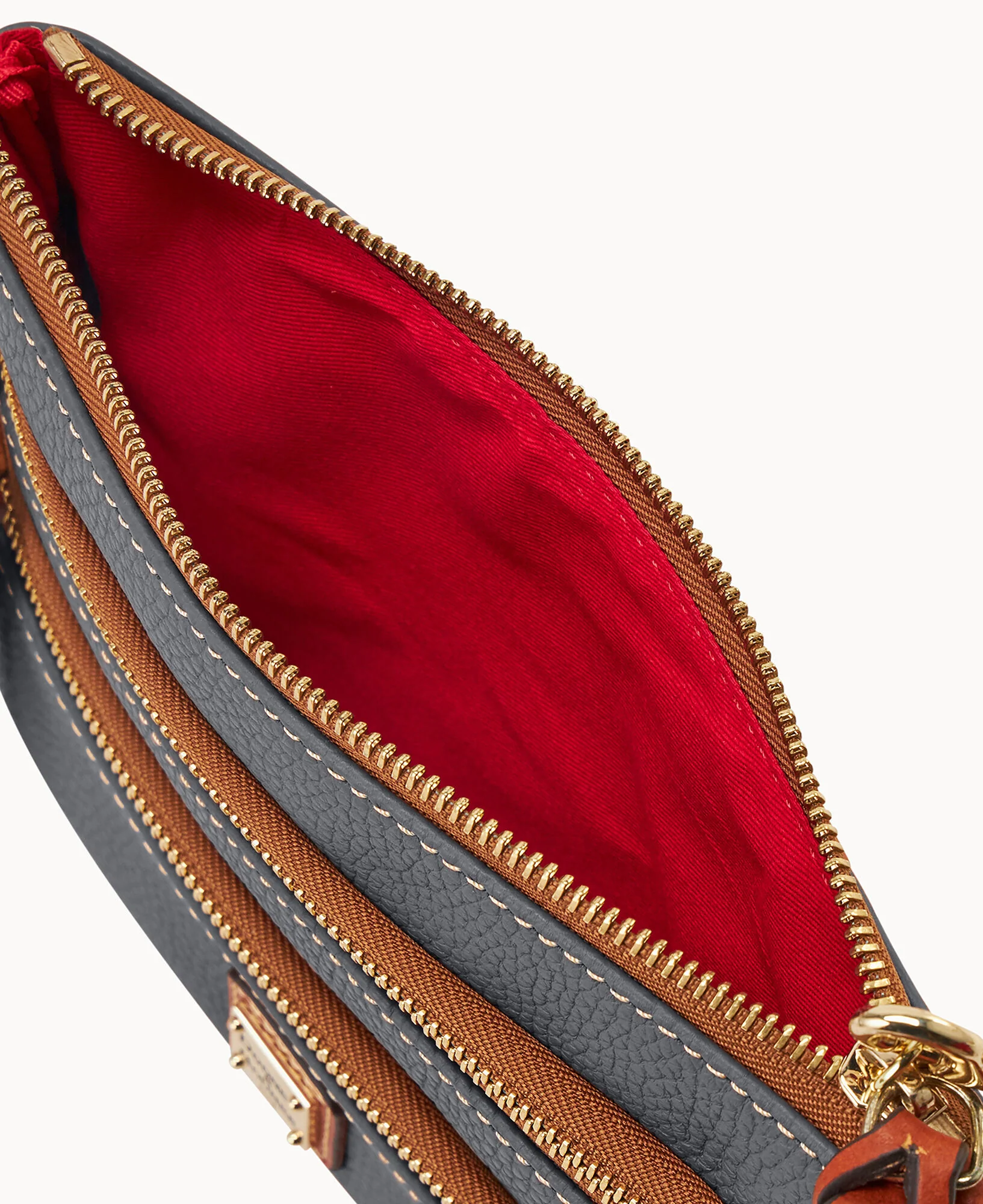Pebble Grain Large Triple Zip Wristlet - Image 30