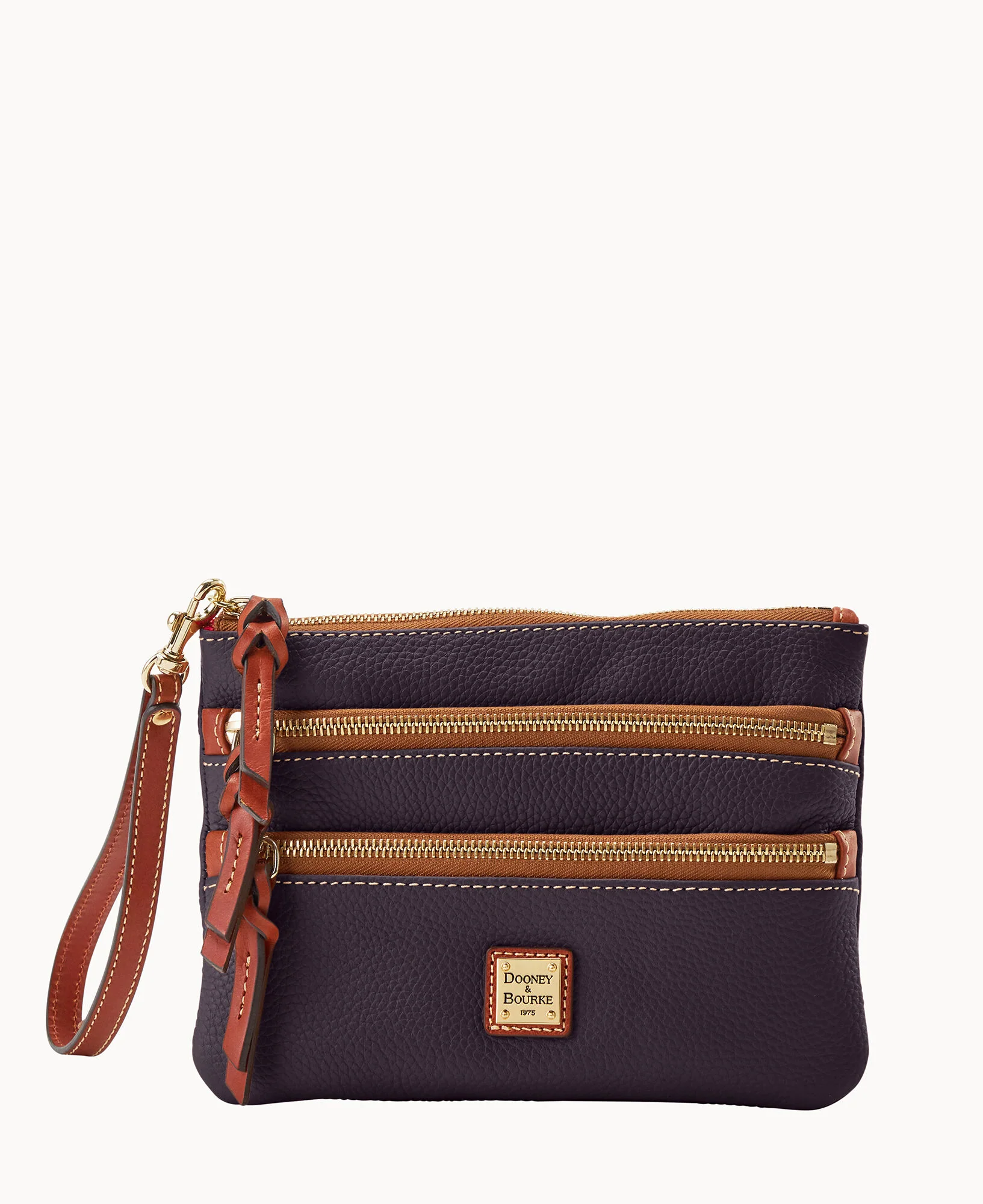 Pebble Grain Large Triple Zip Wristlet - Image 37
