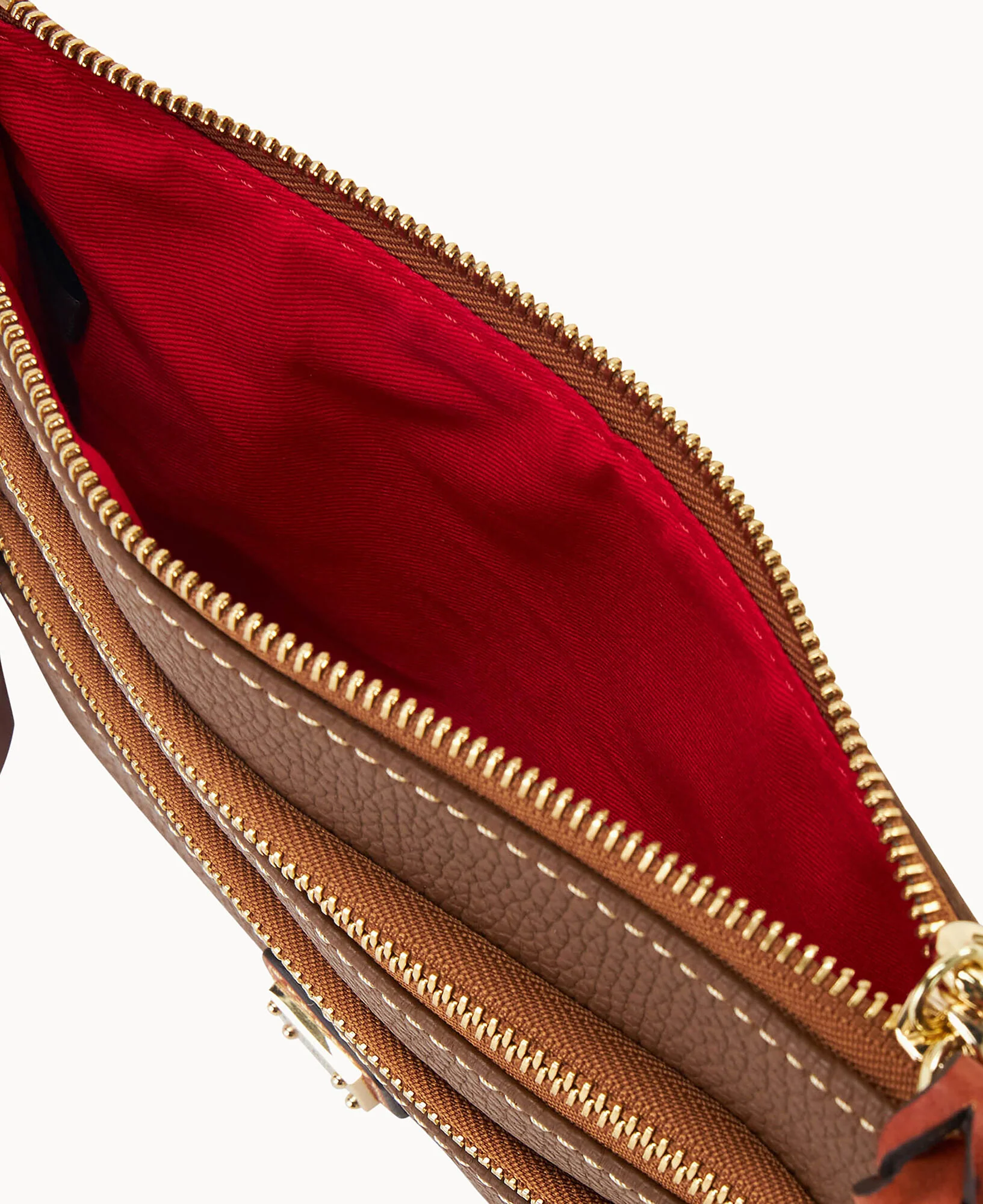 Pebble Grain Large Triple Zip Wristlet - Image 9