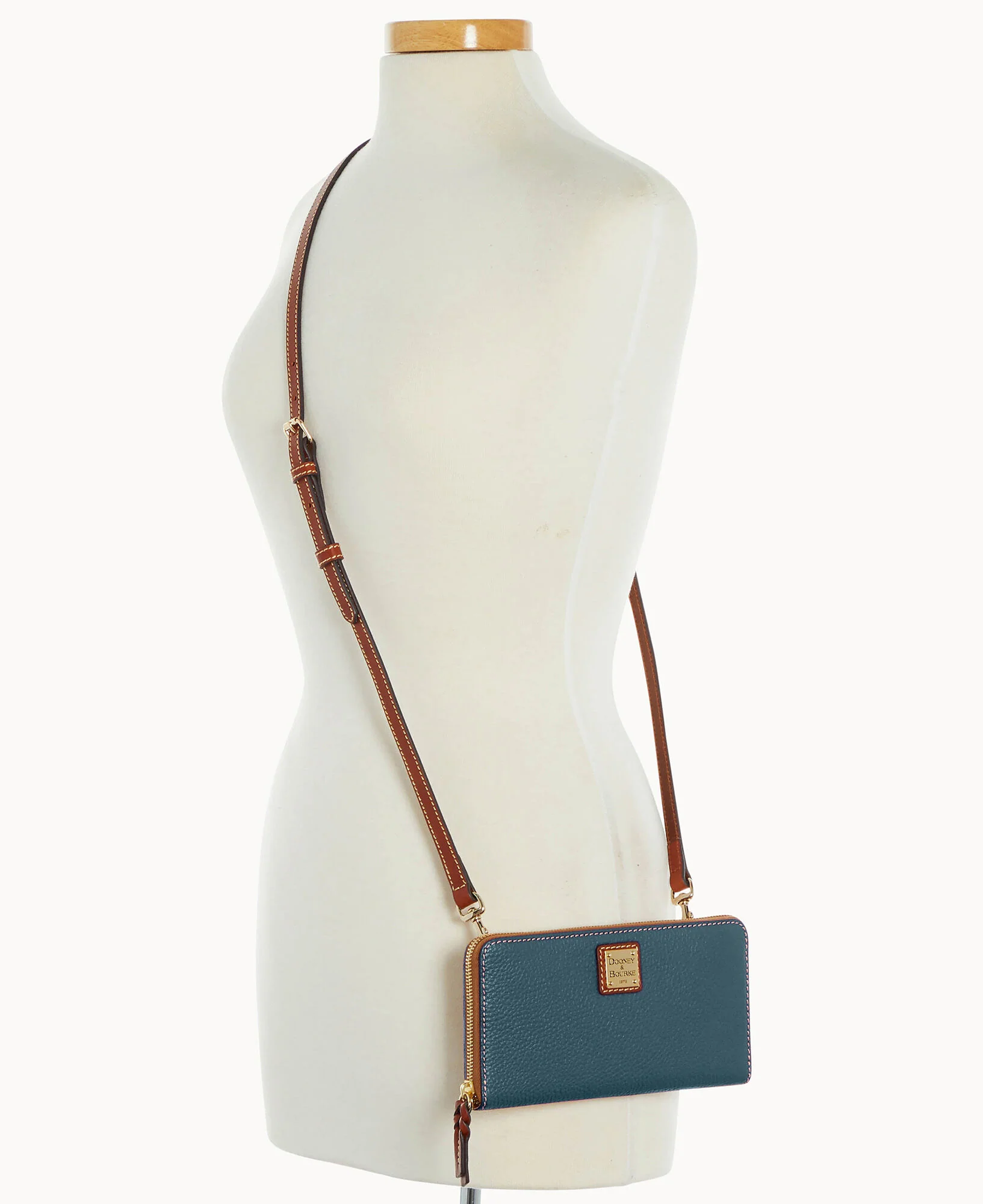 Pebble Grain Large Zip Around Wristlet Crossbody - Image 25