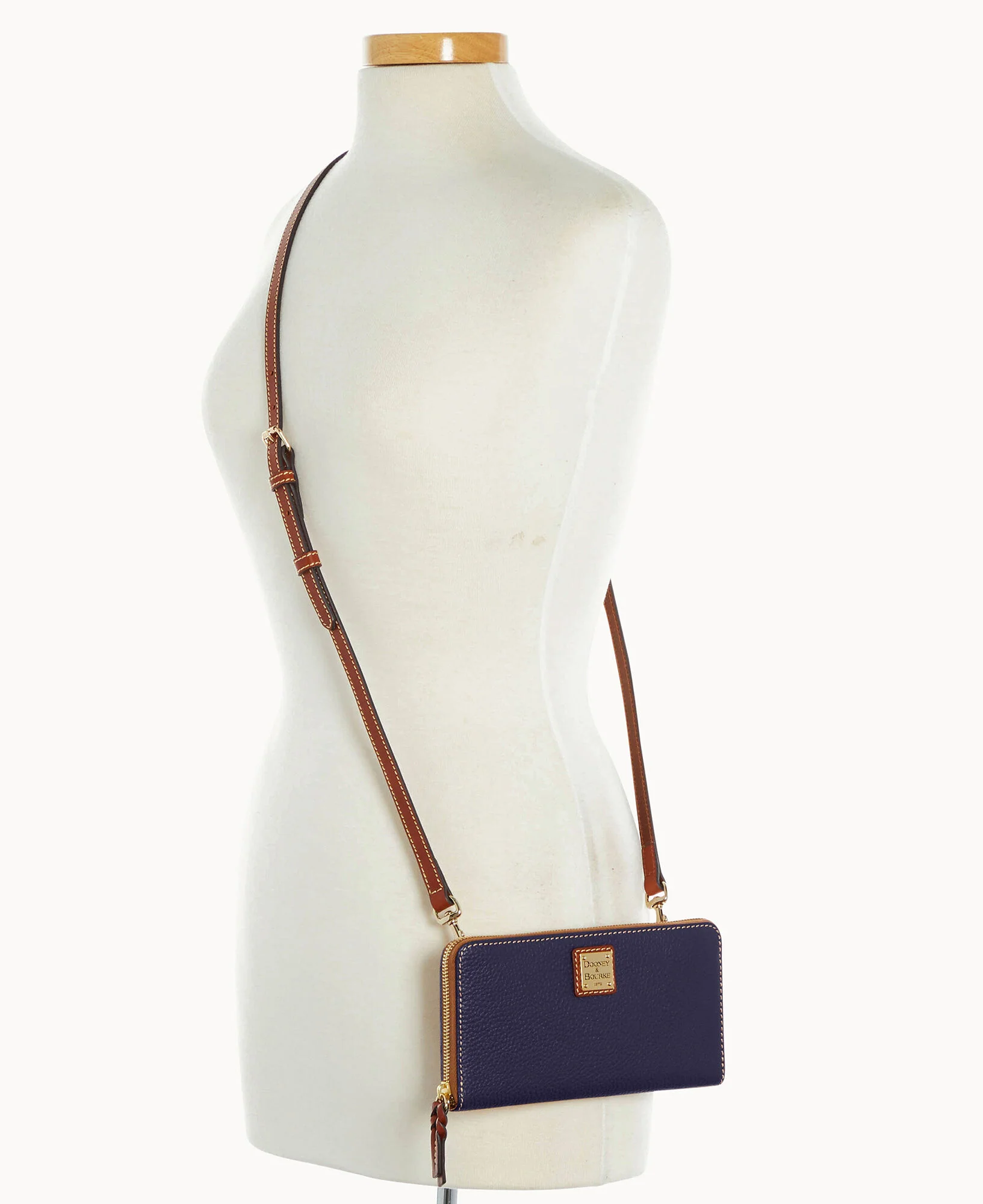 Pebble Grain Large Zip Around Wristlet Crossbody - Image 45