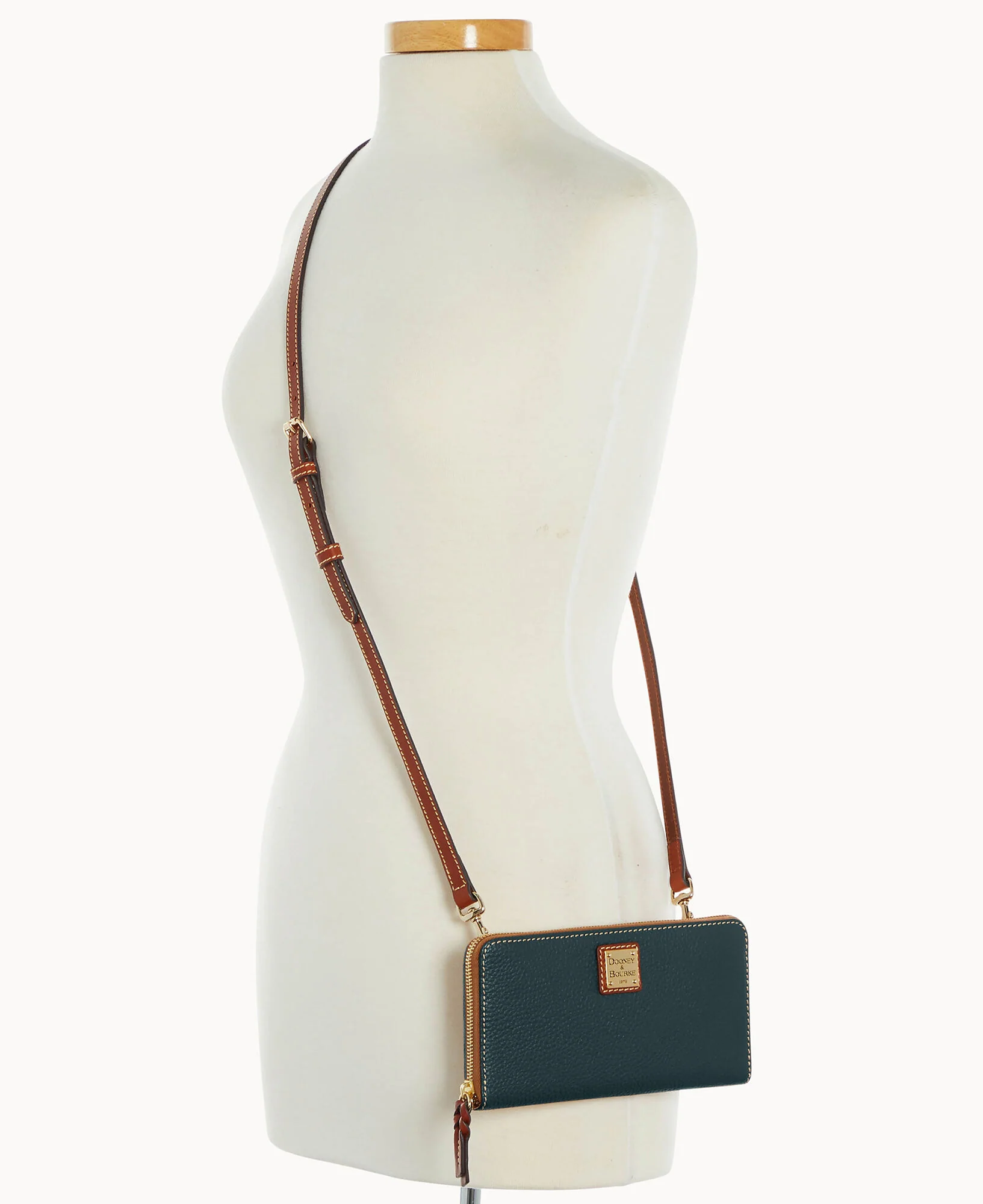 Pebble Grain Large Zip Around Wristlet Crossbody - Image 50
