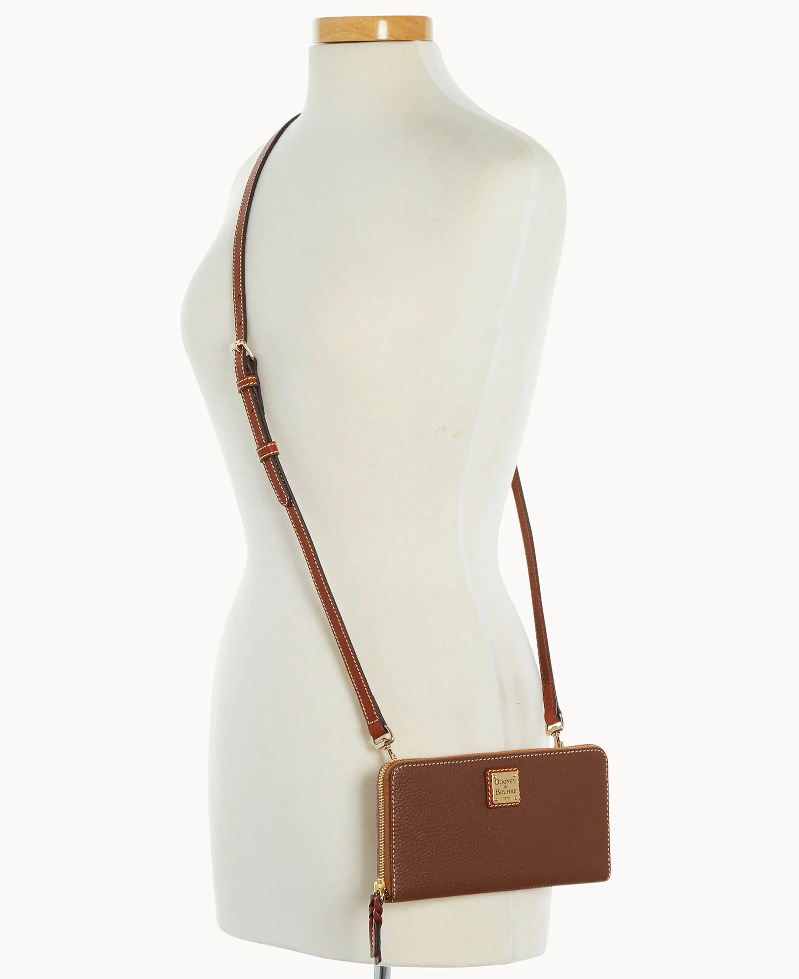 Pebble Grain Large Zip Around Wristlet Crossbody - Image 70